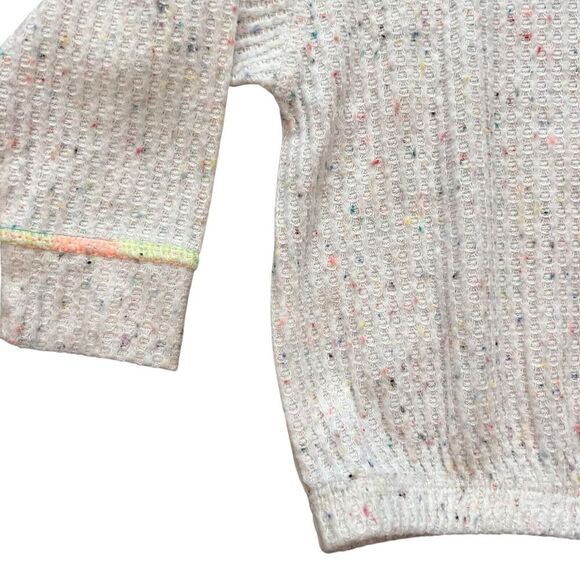 Old Navy Sweater Girls Size 3T Cream Speckled‎ Pastel Details Waffle Knit - Picture 3 of 6